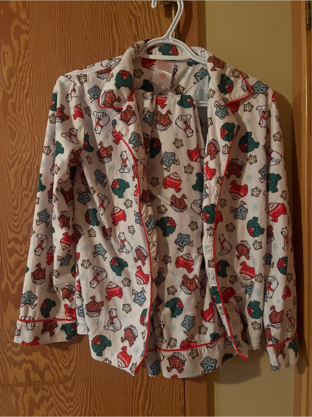 Kids Festive Print Pajama set - White with Red & Green